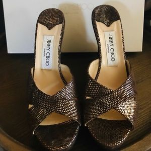 Jimmy choo 38/8 brown gold wedge